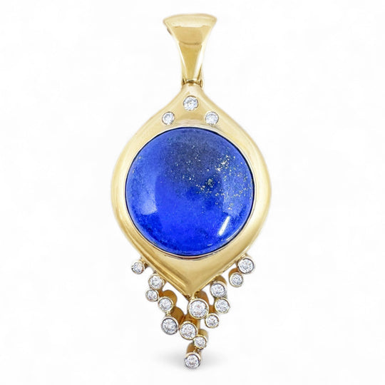 18ct Yellow Gold Lapis Lazuli & Diamond Pendant