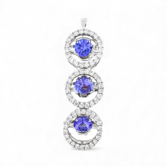 14ct White Gold Tanzanite & Diamond Pendant 