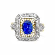 14ct Sapphire, Diamond, Yellow & White Gold Ring