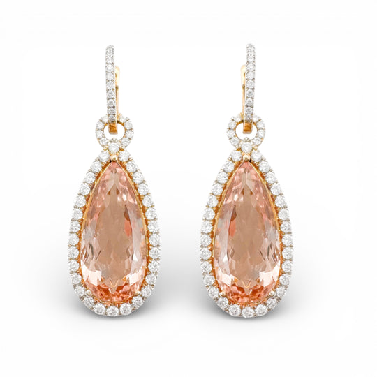 14ct Rose Gold Morganite & Diamond Earrings