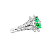 14ct White Gold Emerald & Diamond Ring