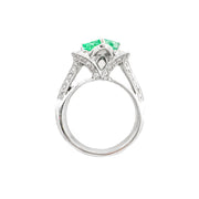 14ct White Gold Emerald & Diamond Ring