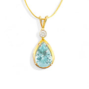 18ct Yellow Gold Aquamarine Pendant & Chain