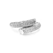 18ct White Gold Diamond Pave Set Cross Over Ring