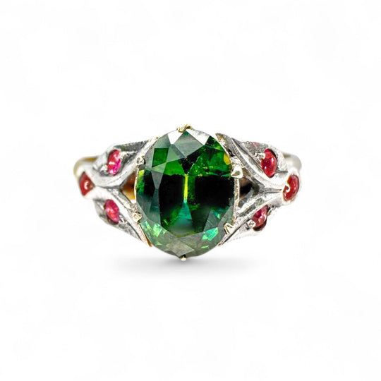 18ct Yellow & White Gold Sapphire & Ruby Ring