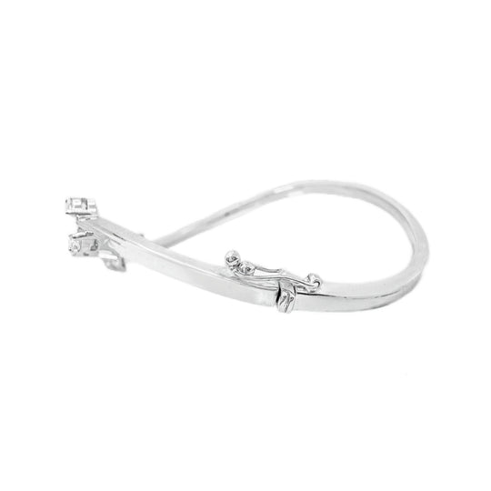 18ct White Gold Diamond Leaf Bangle