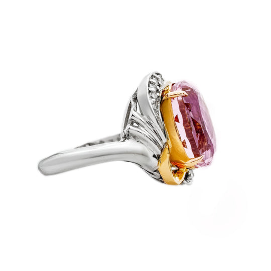 Platinum Kunzite & Diamond Ring