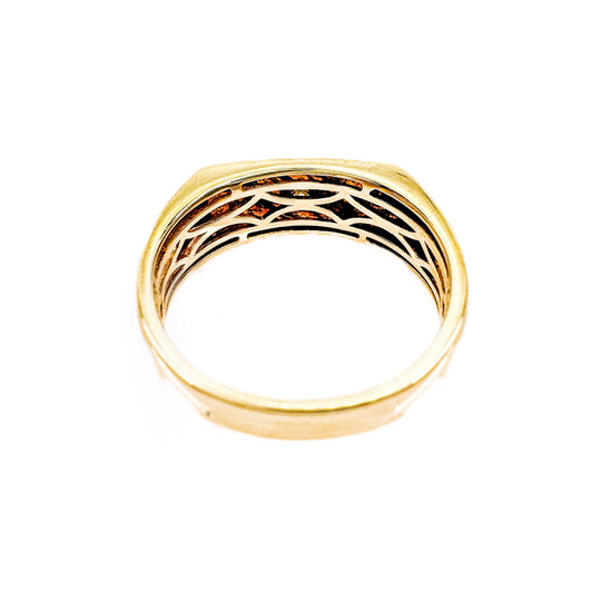 9ct Yellow Gold Diamond Mens Ring 