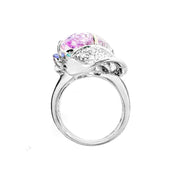 18ct White Gold Kunzite, Tourmaline, Tanzanite & Diamond Ring