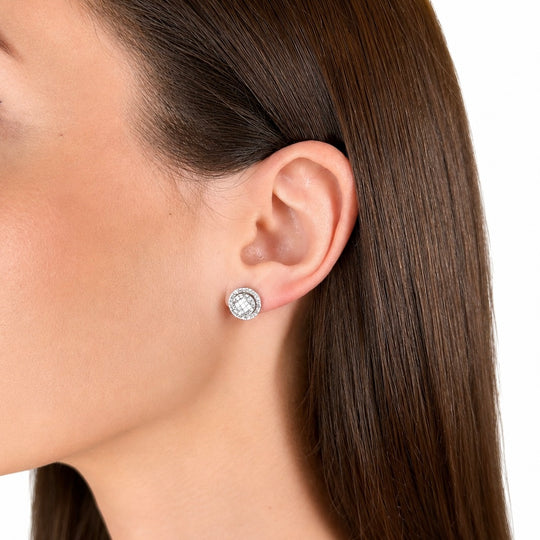 9ct White Gold Diamond Cluster Earrings