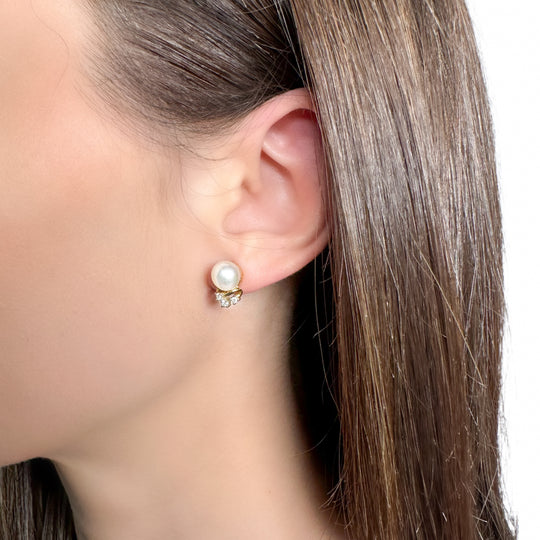 18ct Pearl & Diamond Earrings