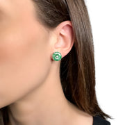 18ct White Gold Jade & Diamond Earrings