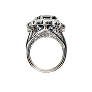 Sterling Silver Dark Blue Elaborate Design Ring