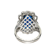 Sterling Silver Dark Blue Elaborate Design Ring