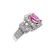 14ct White Gold Pink Sapphire & Diamond Ring