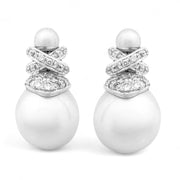 18ct White Gold South Sea Pearl Drop Earrings