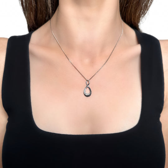9ct White Gold Black Diamond Pendant