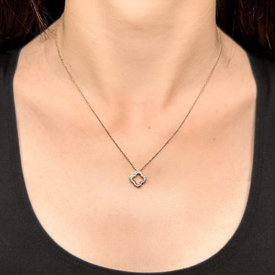 14ct Yellow Gold Clover Diamond Pendant 