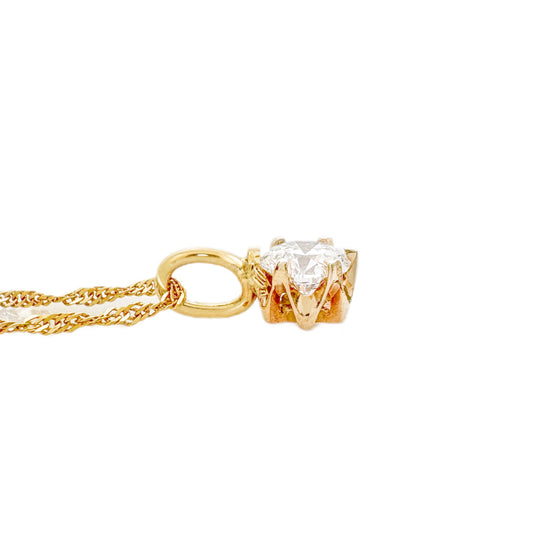 11ct Diamond Pendant & 9ct Yellow Gold Twist Chain