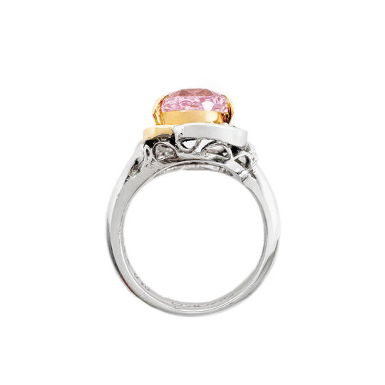 Platinum Kunzite & Diamond Ring
