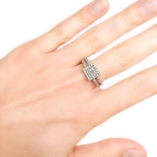 9ct Square Halo Diamond Ring
