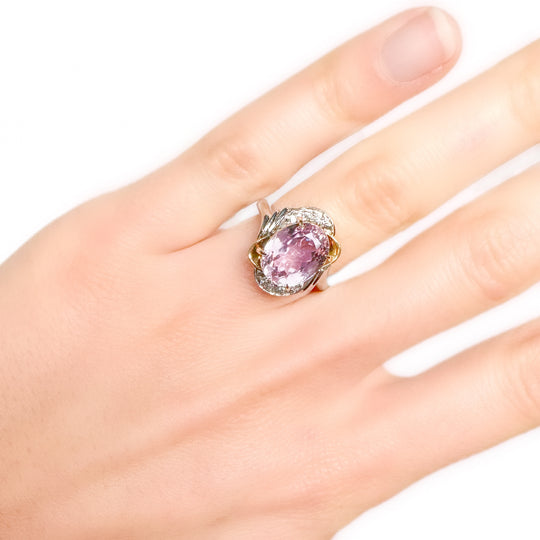 Platinum Kunzite & Diamond Ring
