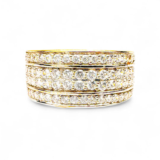 18ct Yellow Gold Four Row Diamond Ring
