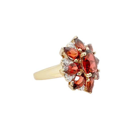 9ct Garnet & Diamond Ring