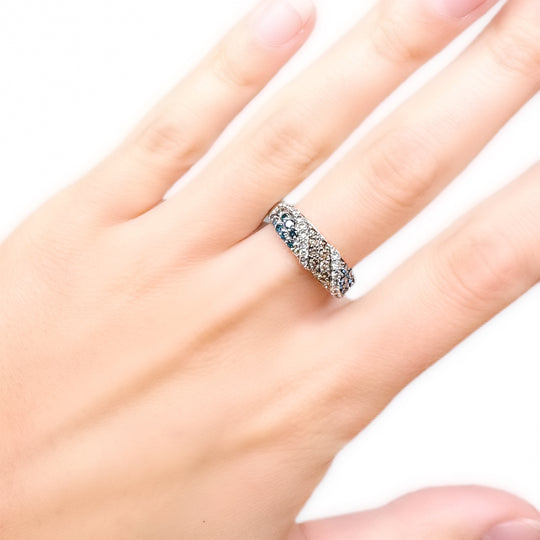 Blue, Champagne & White Diamond Ring