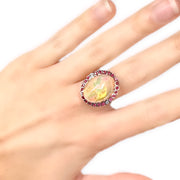 14ct Rose Gold Opal, Ruby & Diamond Dress Ring | CG Jewellery