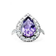 9ct White Gold Pear Cut Amethyst & Diamond Ring