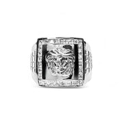 9ct White Gold Cubic Zirconia Square Top Mens Ring