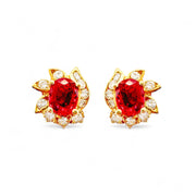 18ct Yellow Gold Ruby & Diamond Earrings