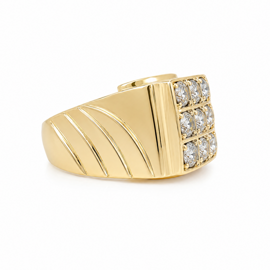 18ct Yellow Gold Mens Diamond Ring 