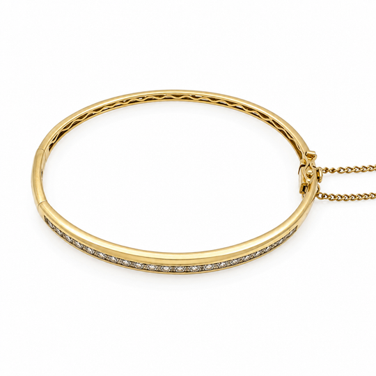 9ct Yellow Gold Diamond Bangle