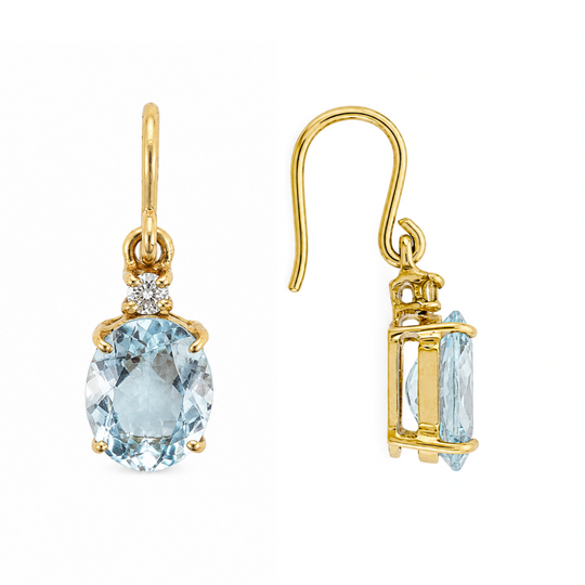 18ct Aquamarine & Diamond Earrings 