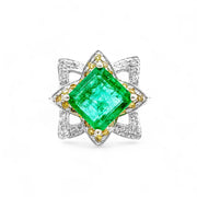 14ct White Gold Emerald & Diamond Ring