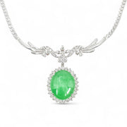 White Gold Jade & Diamond Necklet