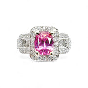 14ct White Gold Pink Sapphire & Diamond Ring