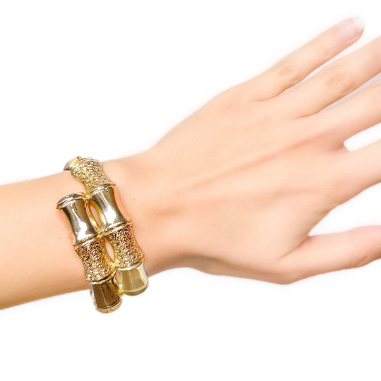 9ct Rose Gold Antique Bamboo Bangle