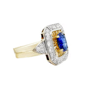 14ct Sapphire, Diamond, Yellow & White Gold Ring