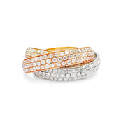 18ct Rose, White & Yellow Gold Russian Diamond Ring