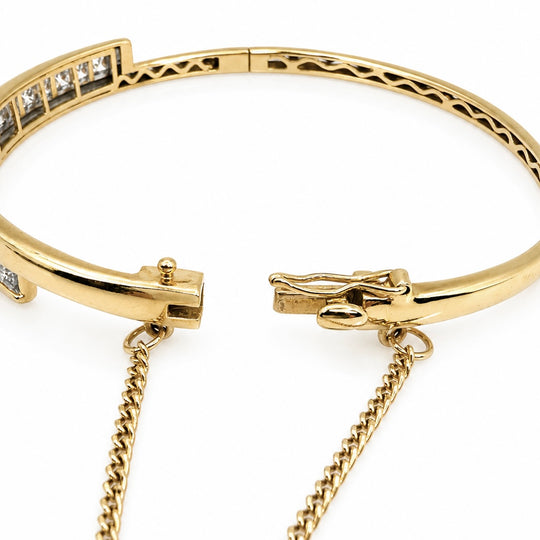 9ct Yellow Gold Diamond Bangle