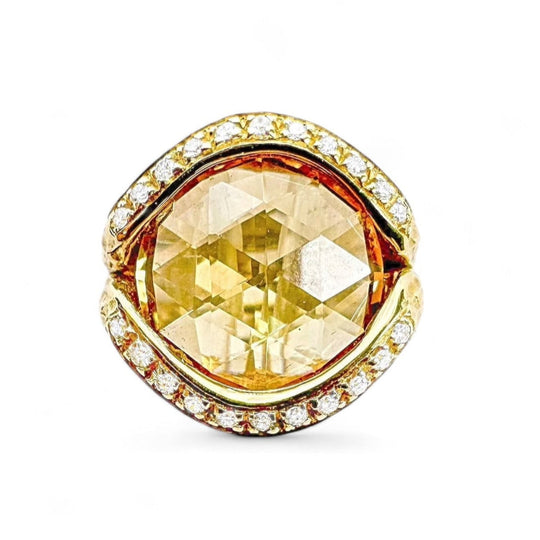 18ct Yellow Gold Citrine & Diamond Ring