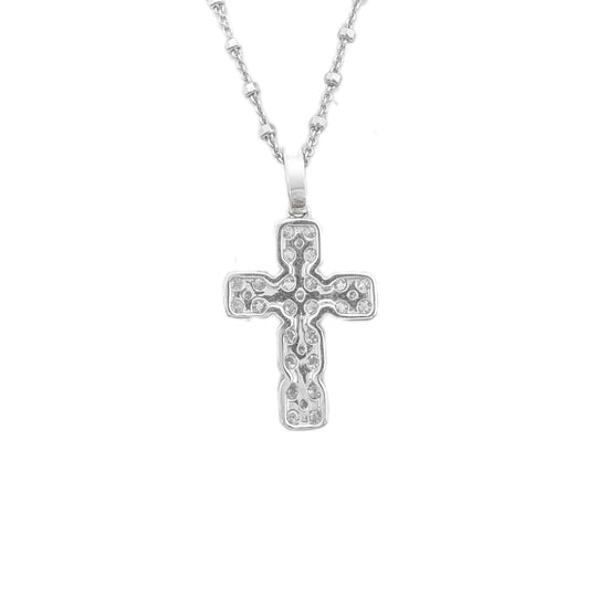 18ct White Gold Diamond Cross & Chain