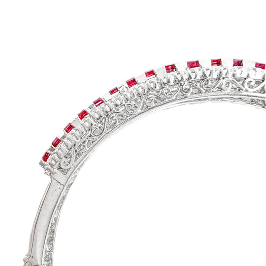 18ct White Gold Ruby & Diamond Bangle