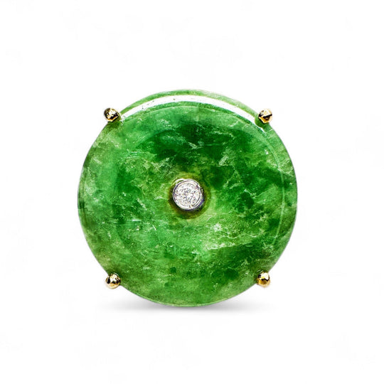 18 Karat Gelbgold-Jade-Diamant-Ring