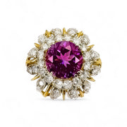 18ct Yellow Gold Amethyst & Diamond Flower Ring