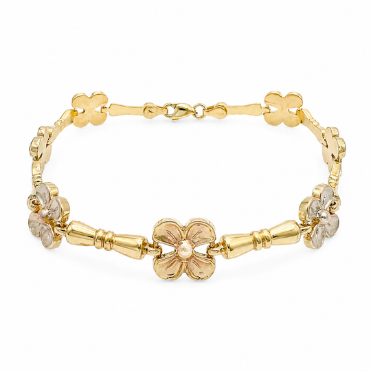 14ct Two-Tone Flower Bracelet