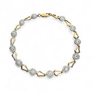 9ct Classic Diamond Halo & Yellow Gold Bracelet